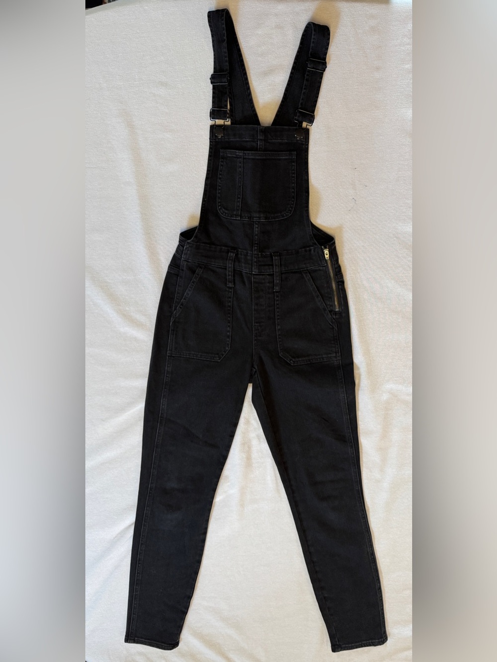 Madewell Black Denim Overalls Womens Size 24 XS Stretch Skinny Bib Pants - Picture 2 of 9